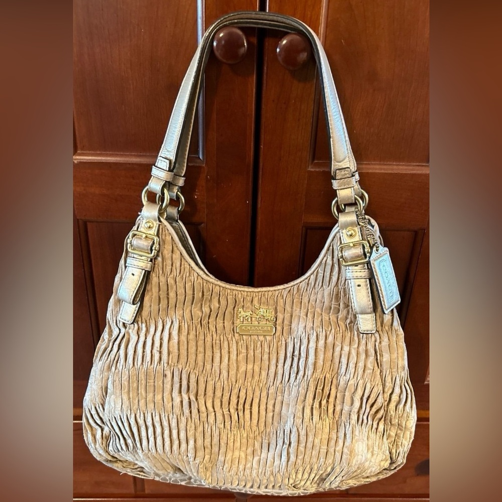 Coach Madison Maggie Gold Ruched Hobo shoulder bag